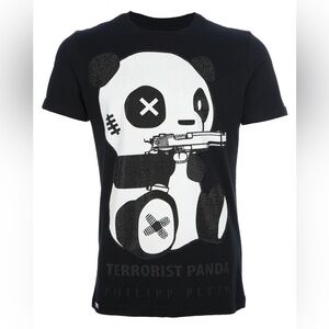Philipp Plein Men's Black Terrorist Panda Tshirt (M3)